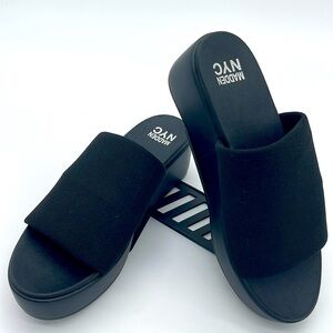 Madden NYC Platform Slide Black Slip On Sandal Womens Size 9.0